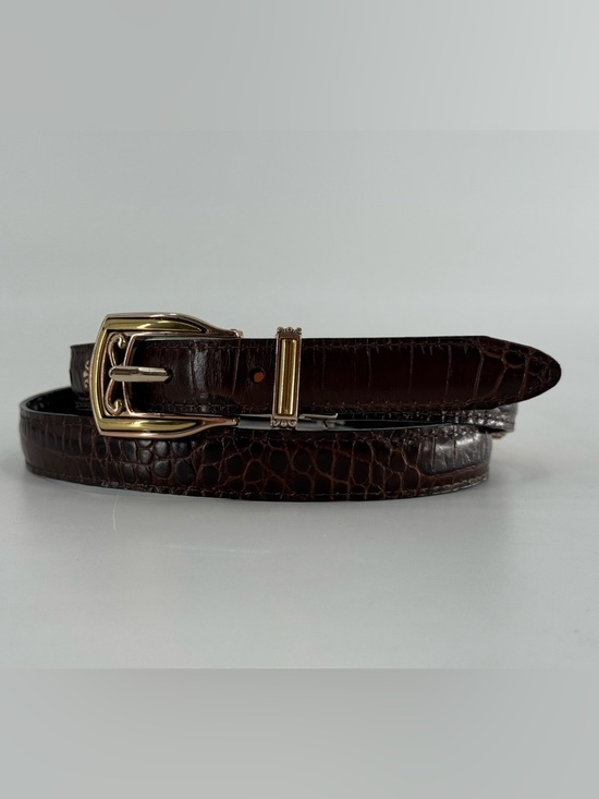Brighton Vintage Reversible Croc Embossed Leather Belt 32 main image 4